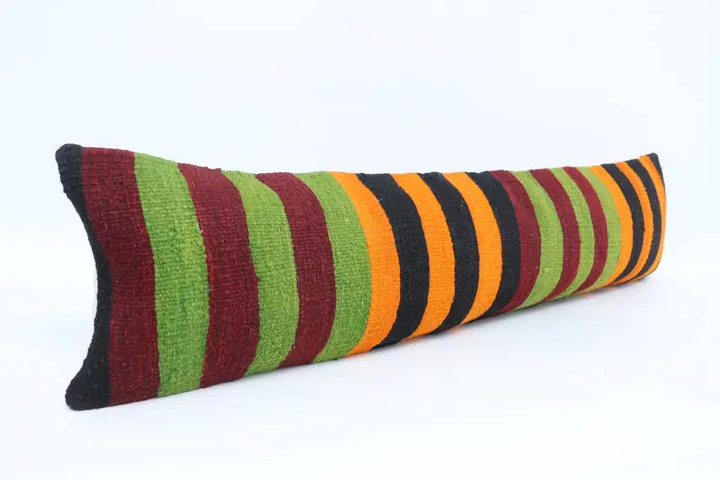 Vintage Cushion Cover, Turkish Corner Pillow Cover, Gift Pillow, Vintage Pillow, Cushion Case, 12x48 Green Cushion Cover, Throw Kilim Pillow - 3