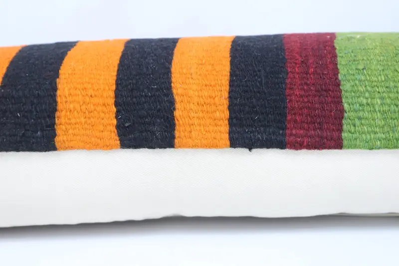 Vintage Cushion Cover, Turkish Corner Pillow Cover, Gift Pillow, Vintage Pillow, Cushion Case, 12x48 Green Cushion Cover, Throw Kilim Pillow - 5