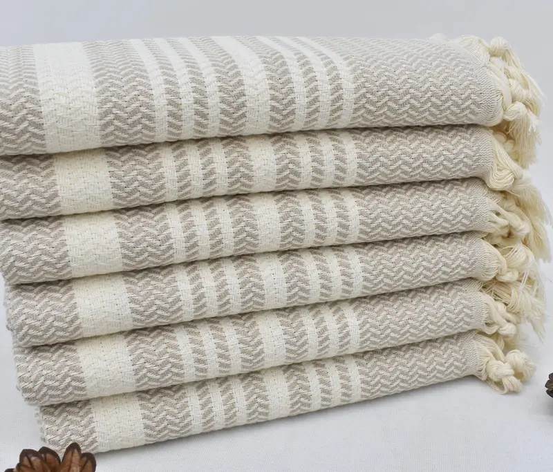 Organic Cotton Hand Towel, Beige, 40x18 Inches