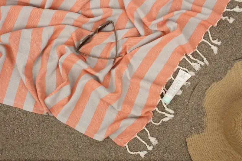 Personalized Turkish Beach Towel Organic Cotton Beige, 70x40 cm