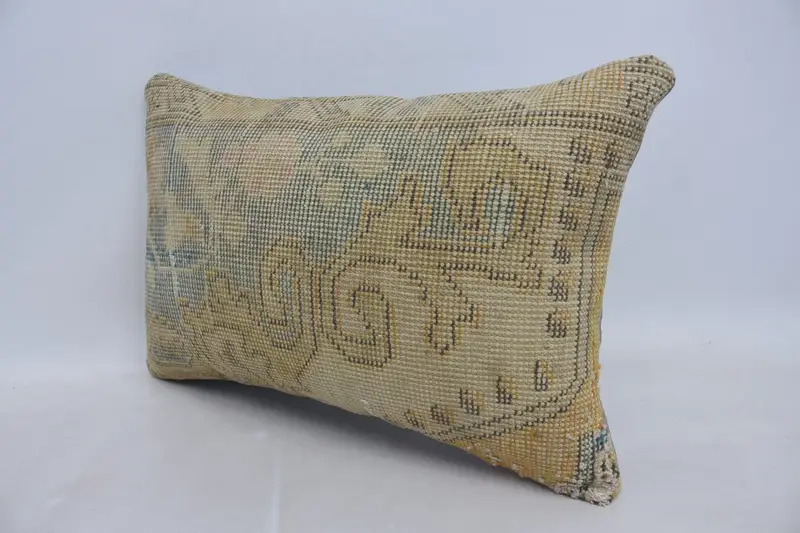 Neutral Throw Pillow Case, Antique Pillows, Pillow for Sofa, Vintage Pillow, Square Throw Pillow, 16x24 Yellow Cushion Case, Pillow Sham - 4