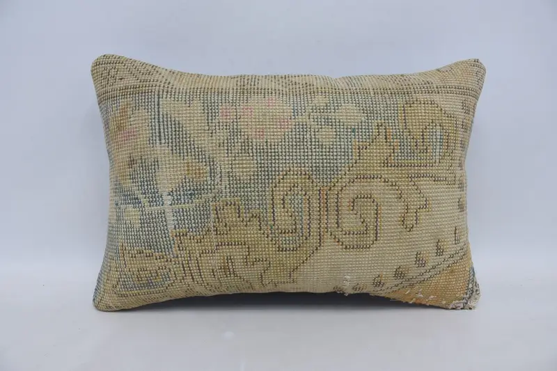Neutral Throw Pillow Case, Antique Pillows, Pillow for Sofa, Vintage Pillow, Square Throw Pillow, 16x24 Yellow Cushion Case, Pillow Sham - 1