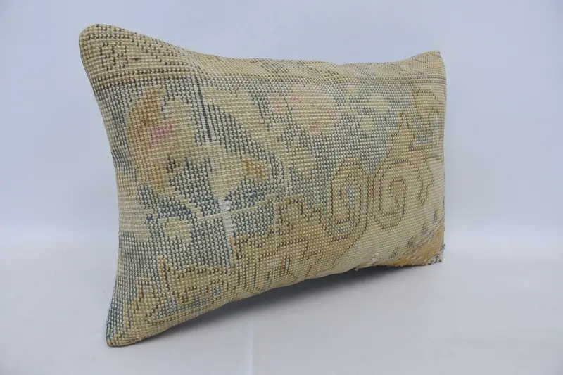 Neutral Throw Pillow Case, Antique Pillows, Pillow for Sofa, Vintage Pillow, Square Throw Pillow, 16x24 Yellow Cushion Case, Pillow Sham - 3