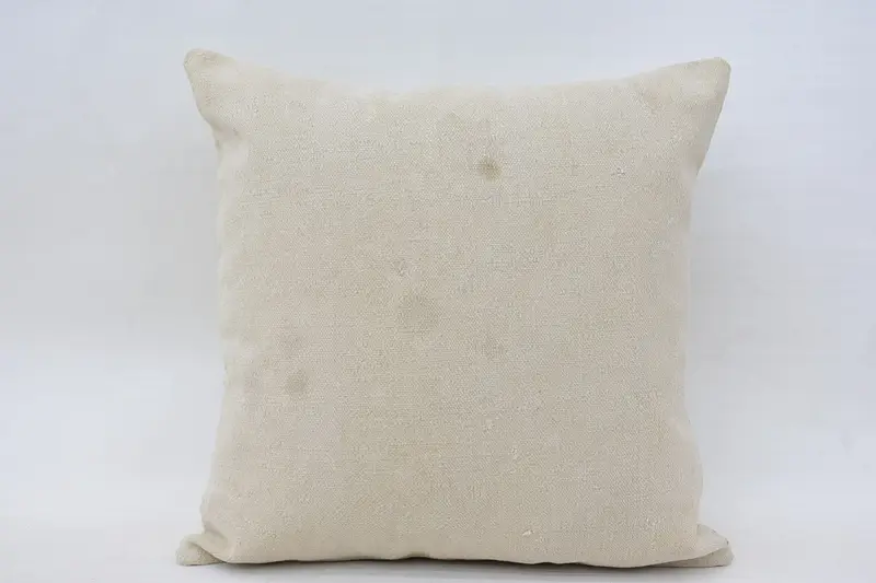 Throw Beige Farmhouse Euro Sham, Antique 18x18 inch Salon Plaid Cushion - 1