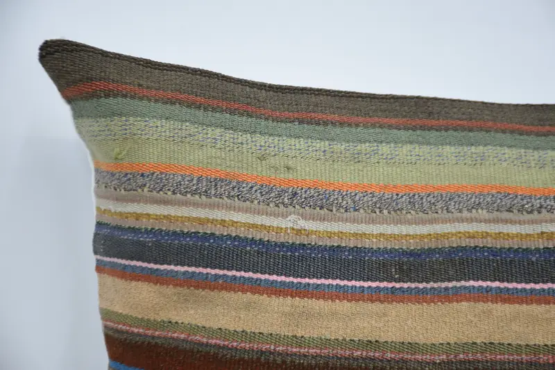 Throw Kilim Pillow, Wool Kilim Pillow Pillow, Handmade Kilim Cushion, 24x24 Green Pillow Cover, Cushion Cover, Interior Designer Pillow - 2