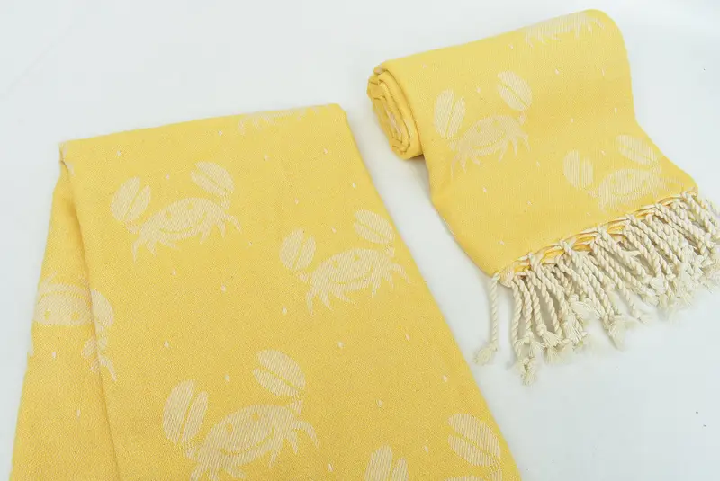 Personalized Gift For Her, Quick-Dry Beach Towel, 68x40 Cotton Crab Design Towel, Fouta towel, Embroidered Beach Towel, Personalized Wedding Gift - 7