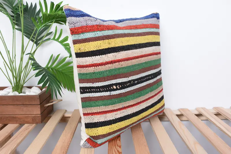 Home Decor Pillow, Kilim Pillow Cover, Decorative Pillow Sham, 20x20 Green Pillow Case, Pillow for Couch, Pillow, Ottoman Pillow Sham - 4
