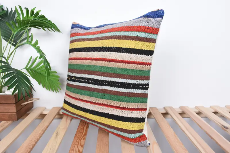 Home Decor Pillow, Kilim Pillow Cover, Decorative Pillow Sham, 20x20 Green Pillow Case, Pillow for Couch, Pillow, Ottoman Pillow Sham - 5
