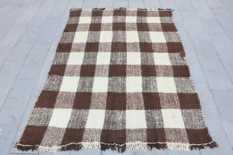 Kahverengi, Bej 6,1x8,2 ​​ft Bitki ve Ağaç Desenli Halı