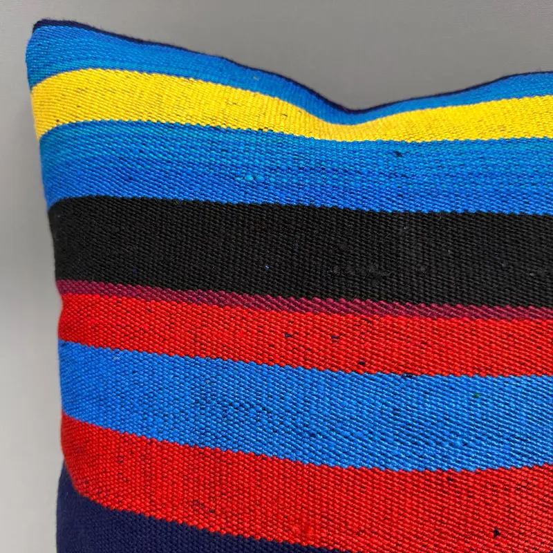 Cushion, 18x18 Blue Pillow Cover, Vintage Kilim Throw Pillow, Pillow for Sofa, Muted Pillow, Ethnic Pillow Cover, Handmade Kilim Cushion - 5