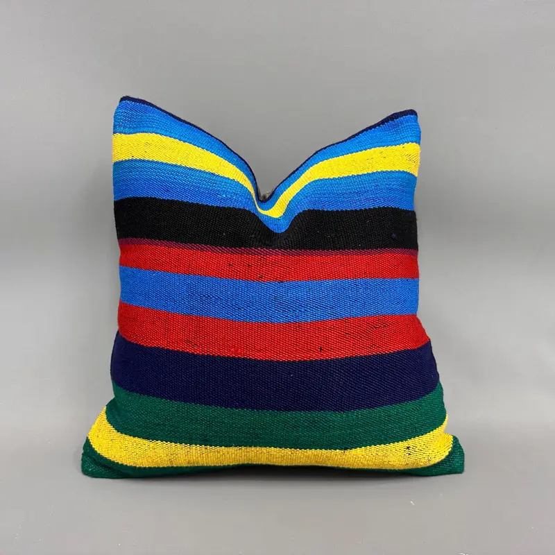 Cushion, 18x18 Blue Pillow Cover, Vintage Kilim Throw Pillow, Pillow for Sofa, Muted Pillow, Ethnic Pillow Cover, Handmade Kilim Cushion - 1