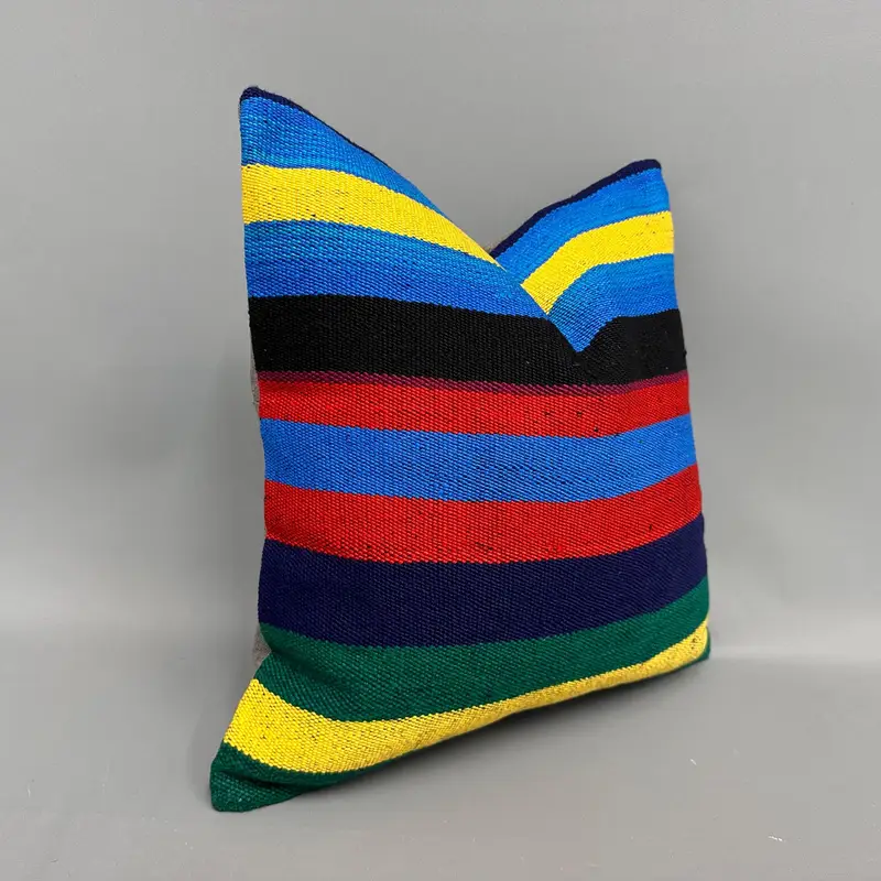 Cushion, 18x18 Blue Pillow Cover, Vintage Kilim Throw Pillow, Pillow for Sofa, Muted Pillow, Ethnic Pillow Cover, Handmade Kilim Cushion - 2
