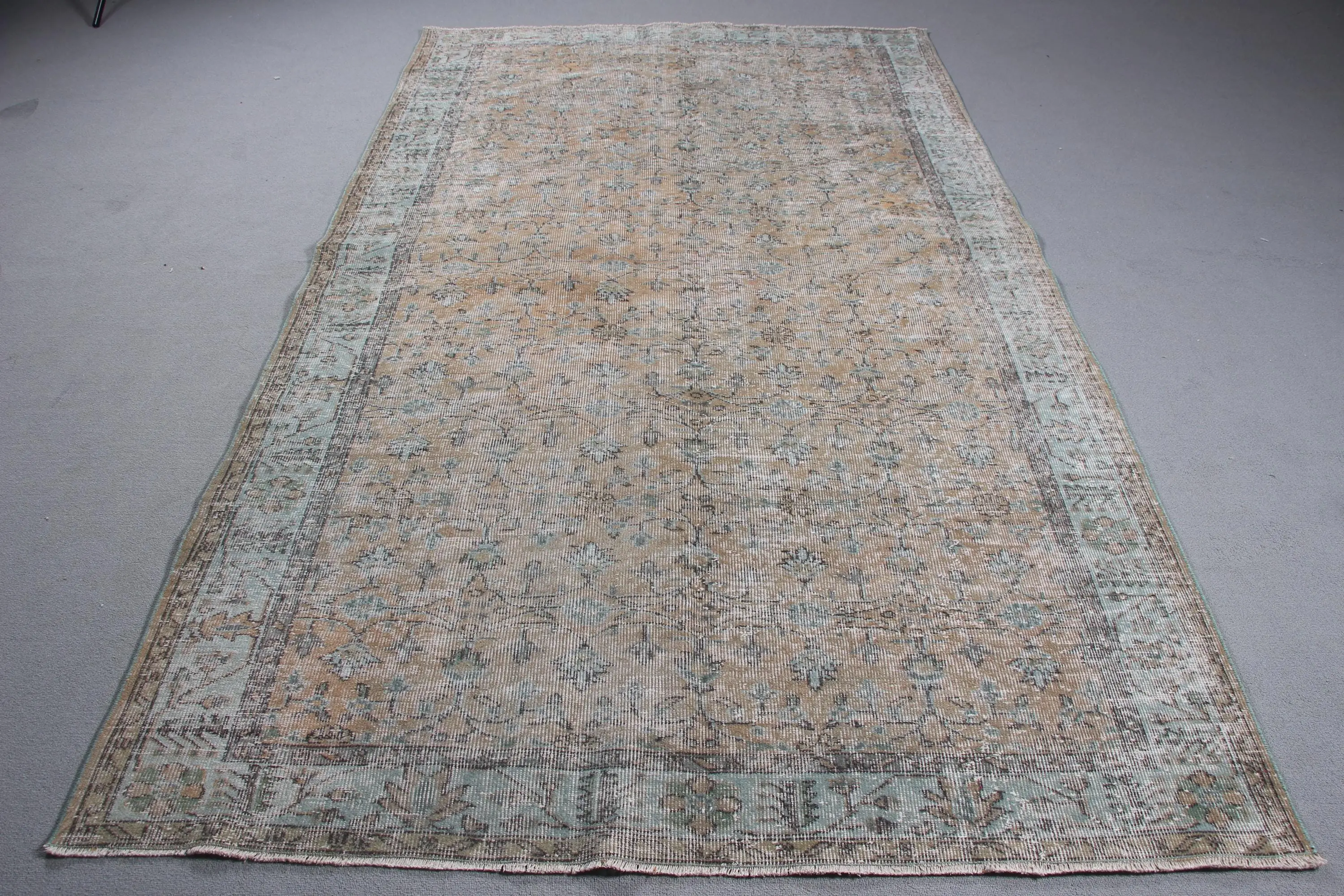 Vintage 5.5x9.7 ft Halı, Büyük Türk Halısı, Kahverengi Ombré Yün Halı - 1