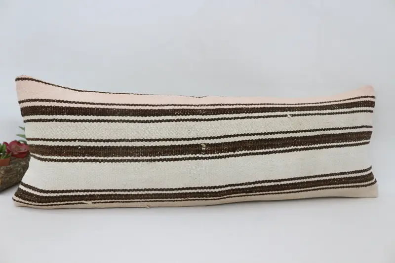 Boho Pillow Sham Cover, Authentic Cushion Cover, 12x36 White Pillow Sham, Ethnical Kilim Rug Pillow, Pillow for Sofa, Cushion Case - 3