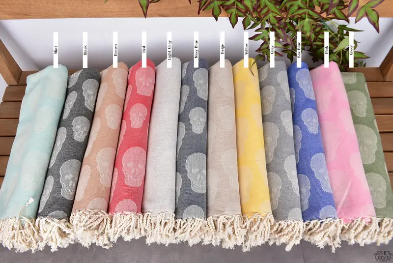 Bachelorette Party Gifts, Family Gift, Soft towel, 68x36 Cotton Skull Patterned Towel, Monogram Beach Towel, Sand-resistant Turkish towel for travel - 2