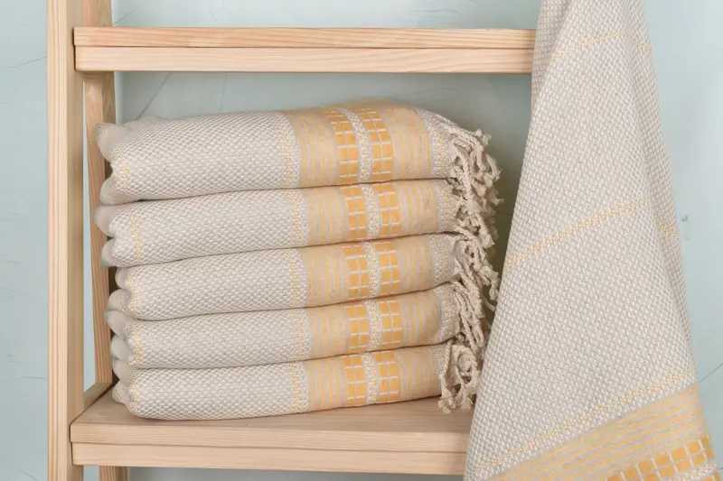 Bachelorette Party Favors Linen Towel, Mustard Stripes, 40x67 Inches