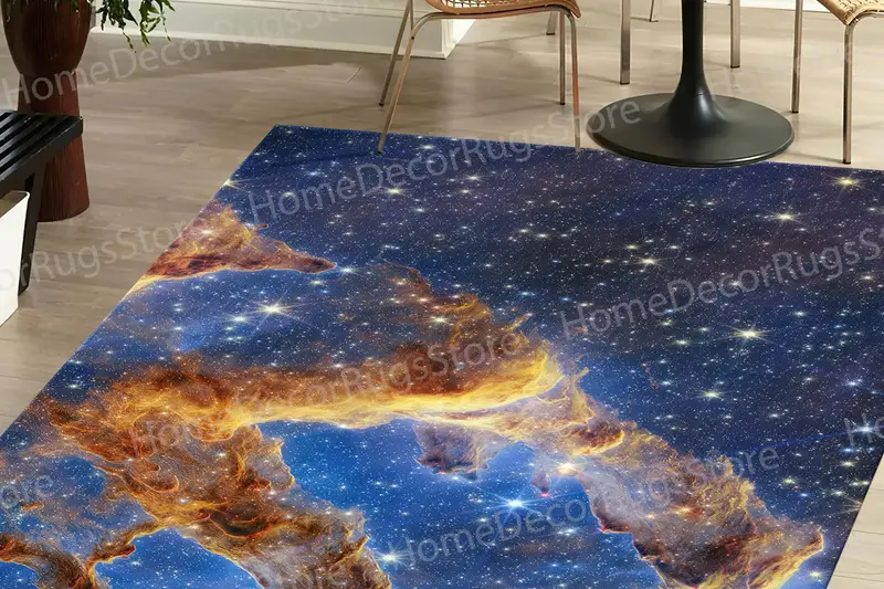 Bedruckter Teppich „Galactic Nightscape“: Kosmisches Design für moderne Räume