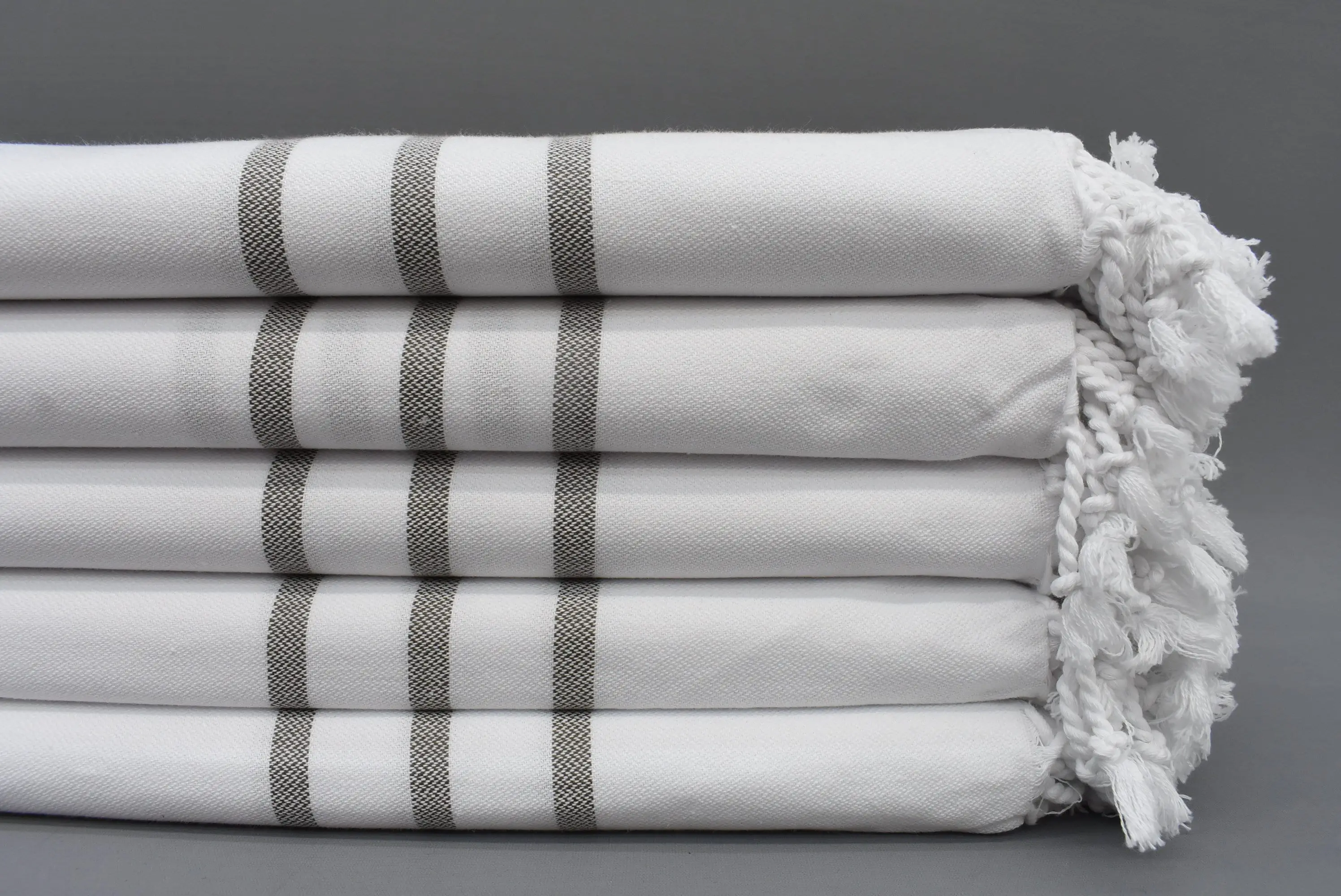 Bachelorette Beach Towel Monogrammed Turkish Cotton Brown Stripes, 70x40 Inches - 1