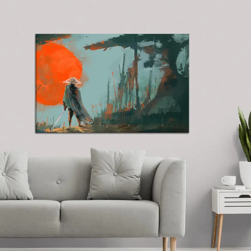 Samurai Spirit: Abstract Warrior Canvas Print for Trendy Decor