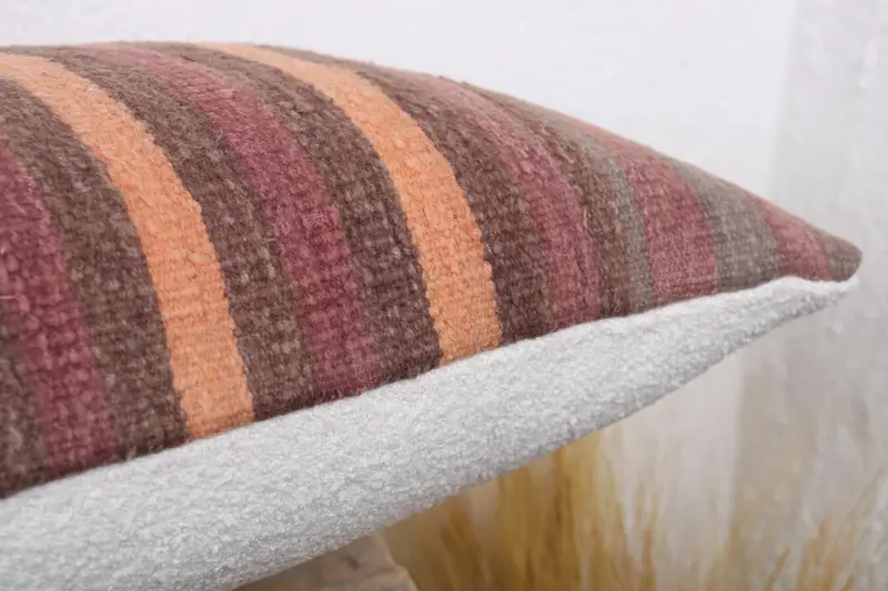 Kilim Pillow, Turkish Kilim Pillow, 12x36 Orange Pillow Cover, Decorative Pillow Sham, Handmade Rug Seat Pillow, Boho Pillow, Pillow Cover - 6