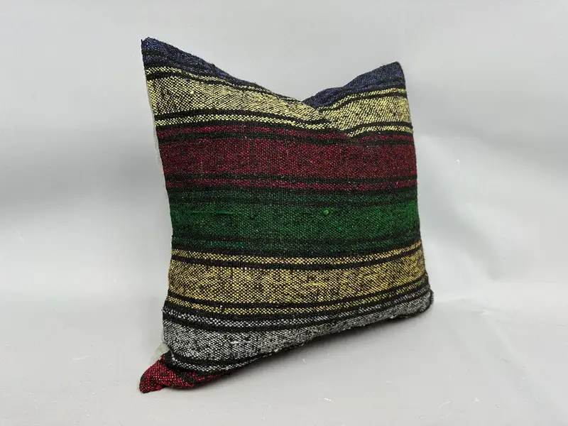 Interior Designer Pillow, Handmade Rug Seat Pillow Cover, Authentic Cushion Cover, Boho Pillow, Cushion, Vintage Pillow, 20x20 Green Cushion - 2
