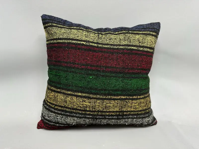 Interior Designer Pillow, Handmade Rug Seat Pillow Cover, Authentic Cushion Cover, Boho Pillow, Cushion, Vintage Pillow, 20x20 Green Cushion - 4