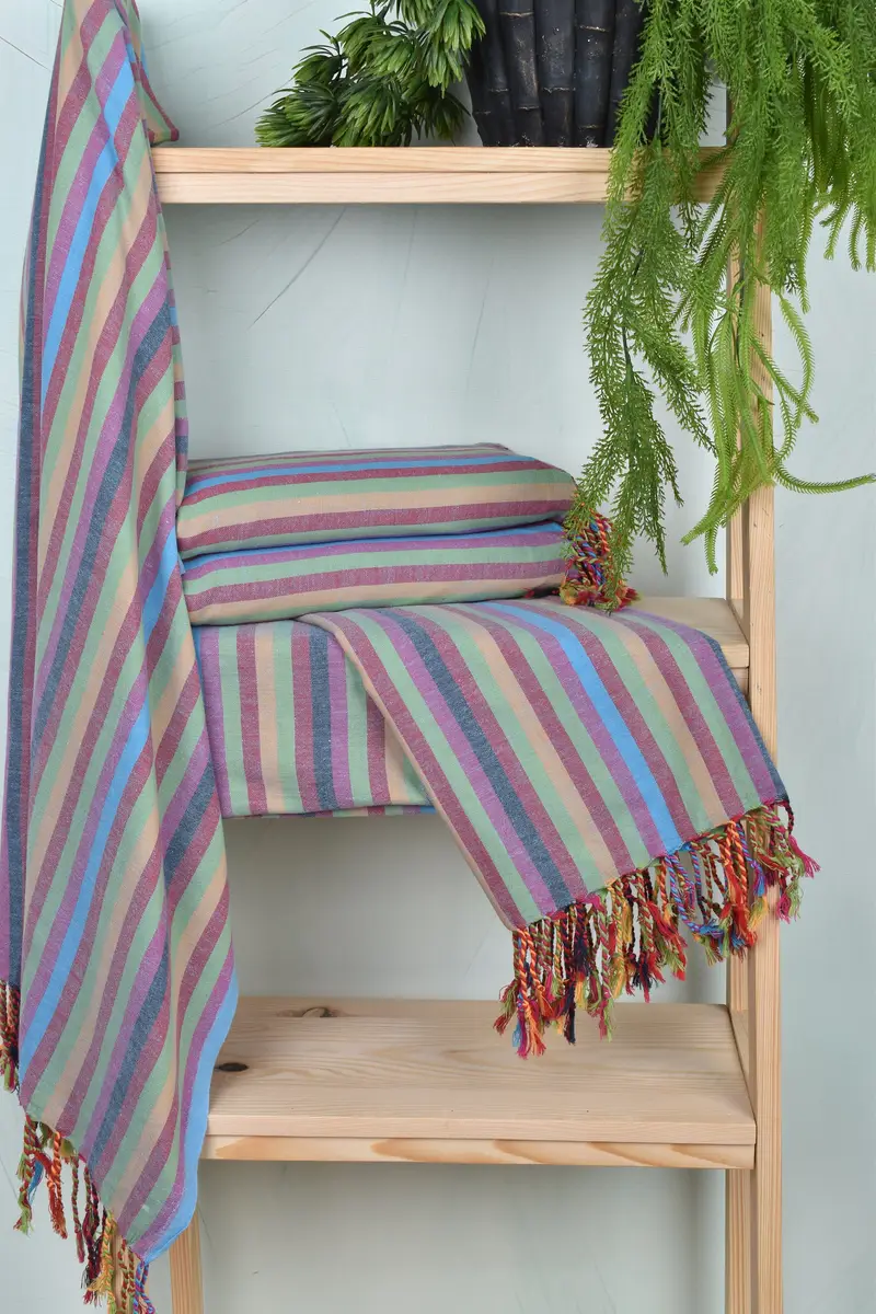 Best Friend Gift, Turkish beach towel with fringe, Halloween Gifts, 70x36 Cotton Striped Towel, Gifts For Him, Lightweight towel, Pool Towels - 6