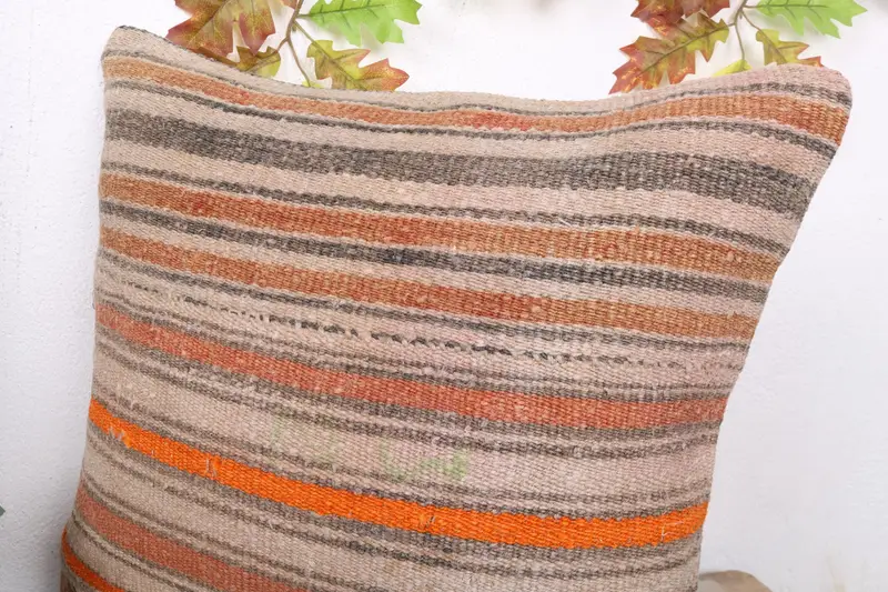 Garden Cushion Cover, Farmhouse Pillow Cover, Handmade Kilim Cushion, Pillow for Couch, Cushion, 20x20 Beige Pillow Cover, Gift Pillow - 5