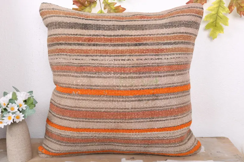 Garden Cushion Cover, Farmhouse Pillow Cover, Handmade Kilim Cushion, Pillow for Couch, Cushion, 20x20 Beige Pillow Cover, Gift Pillow - 2