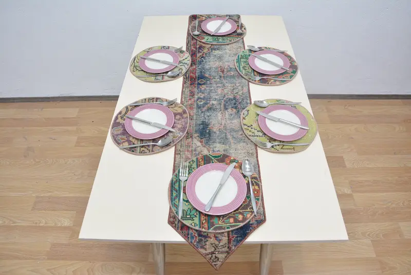 Bohemian Blue and Red Rectangle Placemats, Perfect for Easter and Formal Events