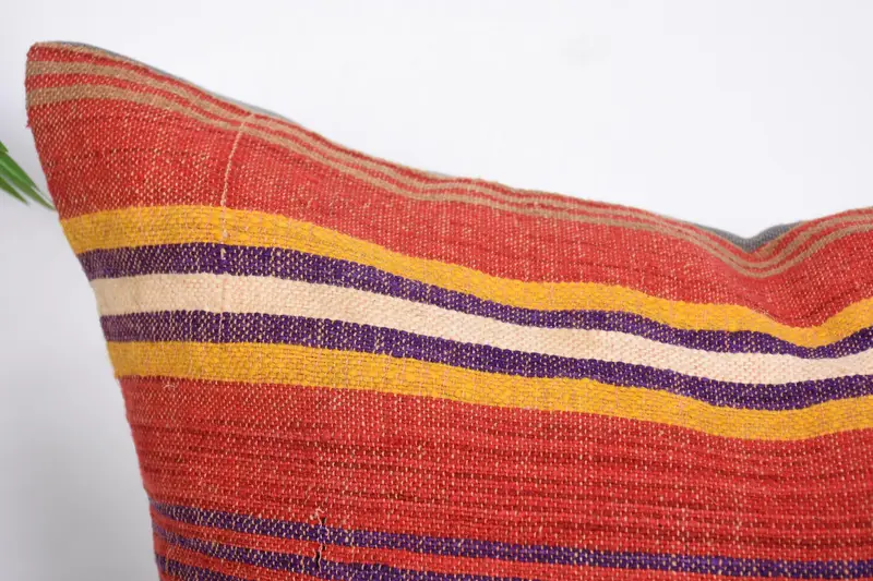 Muted Cushion, Boho Pillow Sham Cover, Sofa Bolster Pillow Cover, Kilim Pillow Cover, Vintage Pillow, 20x20 Red Cushion, Pillow Sham - 2
