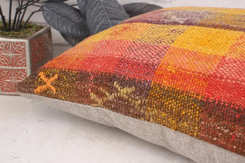 Pillow Cover, 16x24 Orange Pillow Case, Garden Pillow Cover, Wool Kilim Pillow Pillow Cover, Kilim Pillow Cover, Vintage Kilim Pillow, Gift Pillow - 6