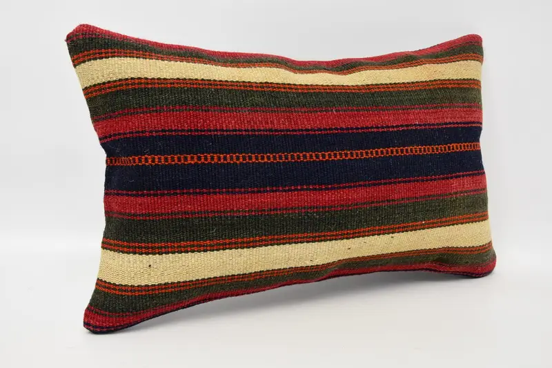 Kilim Cushion Sham, Ethnical Kilim Rug Pillow, Pet Pillow, Pillow Case, Turkish Kilim Pillow, 12x20 Red Pillow Cover - 3