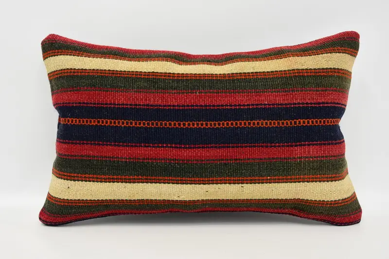 Kilim Cushion Sham, Ethnical Kilim Rug Pillow, Pet Pillow, Pillow Case, Turkish Kilim Pillow, 12x20 Red Pillow Cover - 1