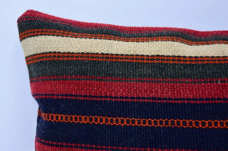 Kilim Cushion Sham, Ethnical Kilim Rug Pillow, Pet Pillow, Pillow Case, Turkish Kilim Pillow, 12x20 Red Pillow Cover - 2