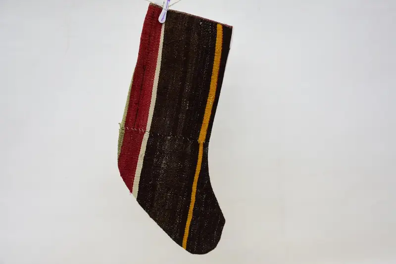 Festive Brown & Red Ornaments Christmas Stocking, 15.7 Inch Stocking