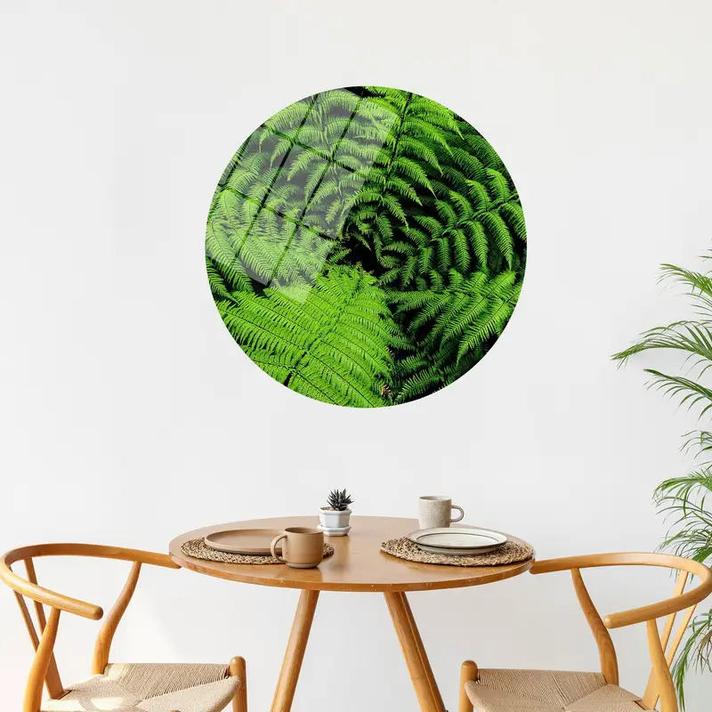 エレガントなシールド シダ キャンバス: シダ植物グリーン プリント アート