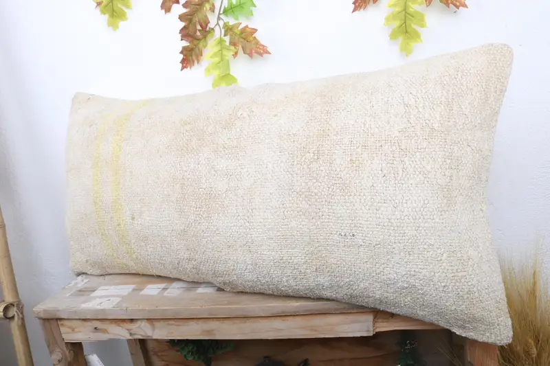 Pillow Sham, Kilim Cushion Sham, 16x36 White Pillow Sham, Turkish Pillow, Handmade Kilim Cushion, Traditional Cushion, Authentic Cushion Case - 4