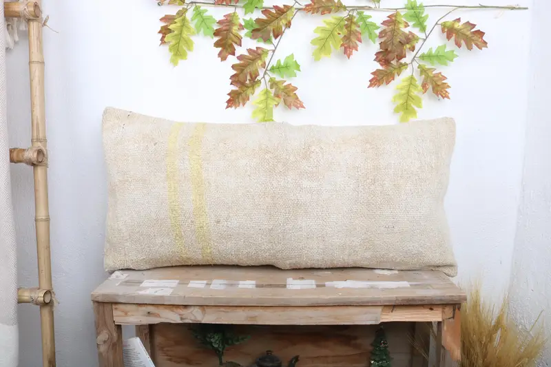 Pillow Sham, Kilim Cushion Sham, 16x36 White Pillow Sham, Turkish Pillow, Handmade Kilim Cushion, Traditional Cushion, Authentic Cushion Case - 1