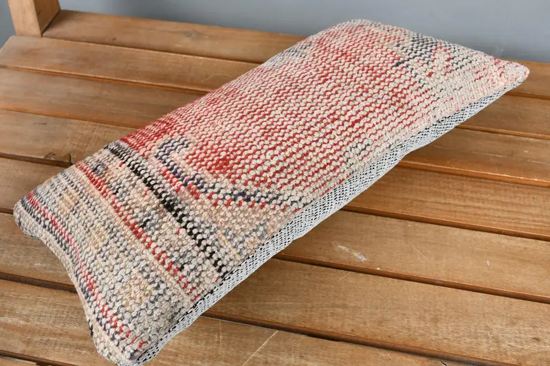 Pillow for Sofa, Muted Pillow Cover, Kilim Pillow Cover, Neutral Throw Pillow Sham, Cushion Cover, 8x16 Red Cushion Cover, Ethnical Kilim Rug Pillow - 2