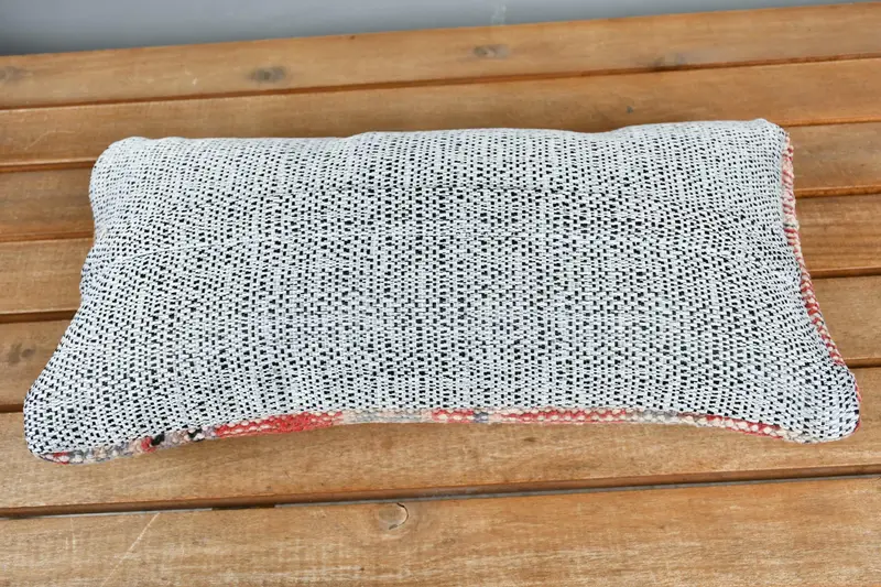 Pillow for Sofa, Muted Pillow Cover, Kilim Pillow Cover, Neutral Throw Pillow Sham, Cushion Cover, 8x16 Red Cushion Cover, Ethnical Kilim Rug Pillow - 5