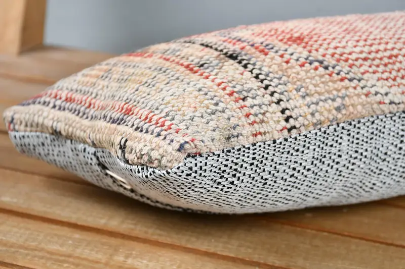 Pillow for Sofa, Muted Pillow Cover, Kilim Pillow Cover, Neutral Throw Pillow Sham, Cushion Cover, 8x16 Red Cushion Cover, Ethnical Kilim Rug Pillow - 4
