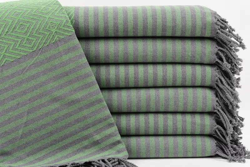 Organic Beach Towel Personalized Green Diamond, 73x40 Inches