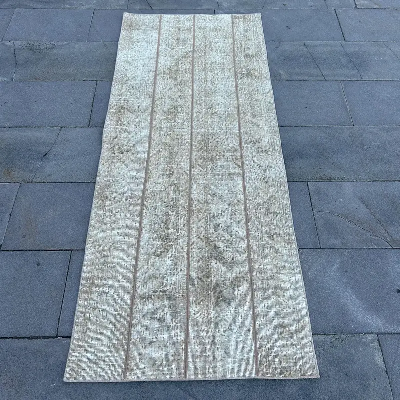 2.5x6.2 ft Vintage Accent Rug, Turkish Gray Camouflage Rug - 1
