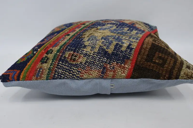 Toss Cushion Case, Pillow Sham, Throw Kilim Pillow, Vintage Pillow, Interior Designer Pillow, Couch Pillow Sham, 16x16 Blue Pillow Sham - 5