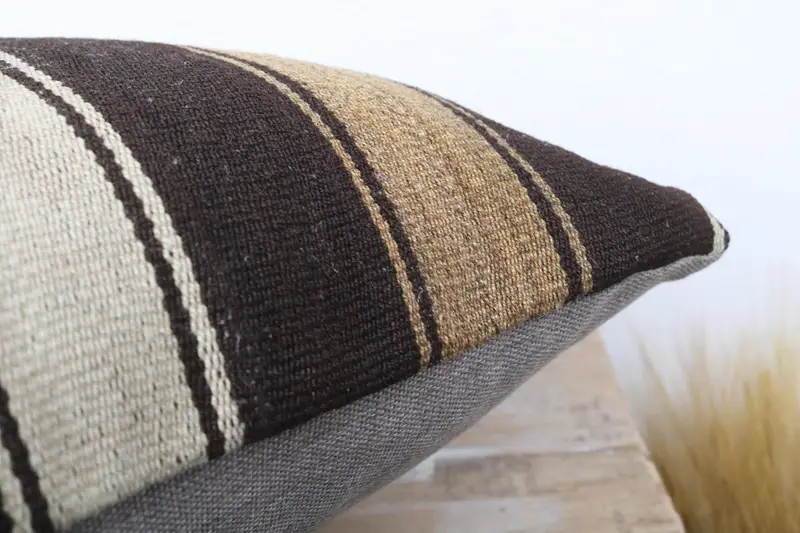 Boho Pillow Sham Cover, Interior Designer Pillow, Turkish Kilim Pillow, Customized Pillow Case, Cushion Cover, 20x20 Brown Pillow - 6