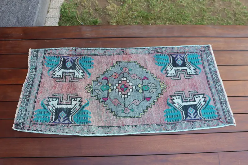 1.6x3.4 ft Vintage Rug, Oversize Turkish Rug, Purple Plants & trees Rug - 1