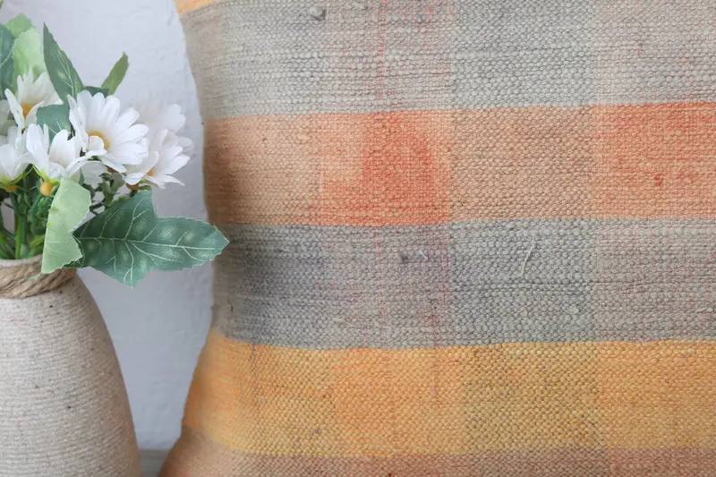 Interior Designer Pillow, Cushion Case, 12x24 Yellow Cushion Case, Kilim Pillow Cover, Retro Pillow, Handmade Kilim Cushion - 3