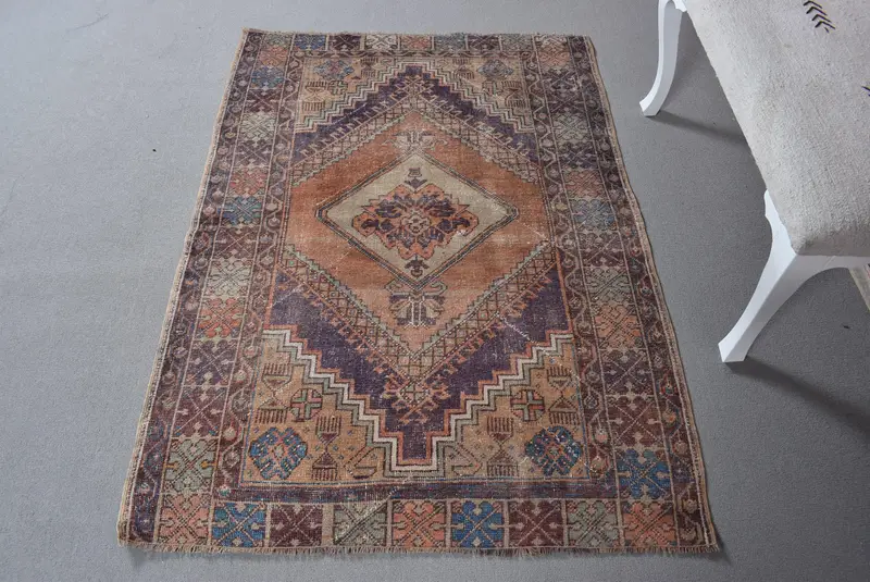 パープル&オレンジストライプラグ、108x156、シックな装飾