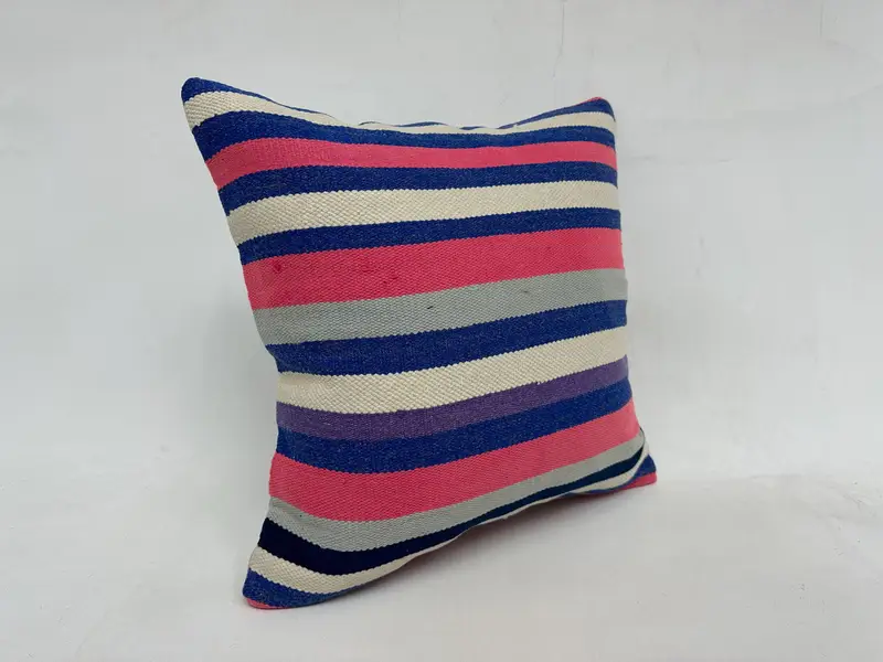 Cushion Cover, Accent Cushion, Bright Pillow, Kilim Cushion Sham, 20x20 Pink Pillow, Floor Cushion, Interior Designer Pillow, Kilim Pillow - 3
